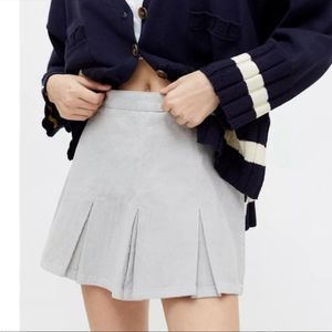 BDG UO Light Grey Corduroy Pleated Mini Skirt